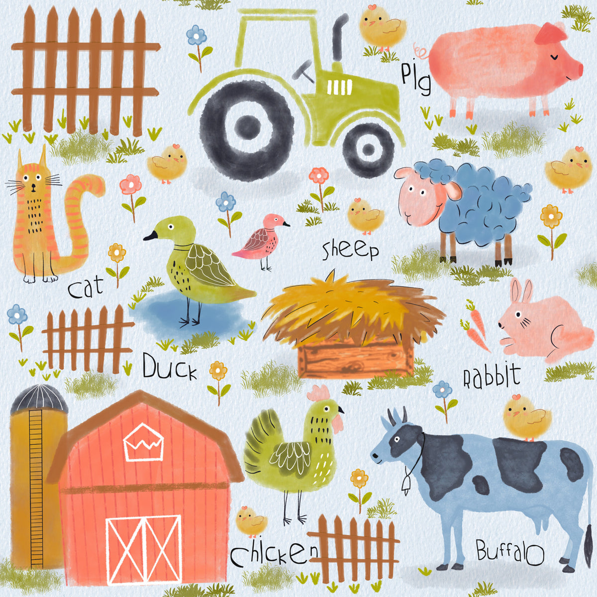 Farm Friends Fun Wallpaper⁠