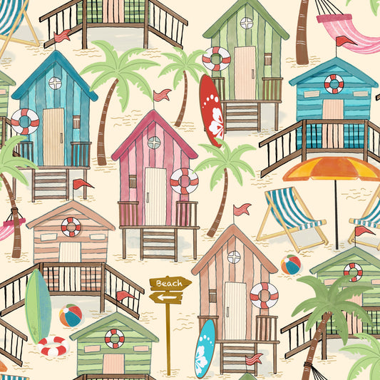 Beach Huts Bliss Wallpaper⁠