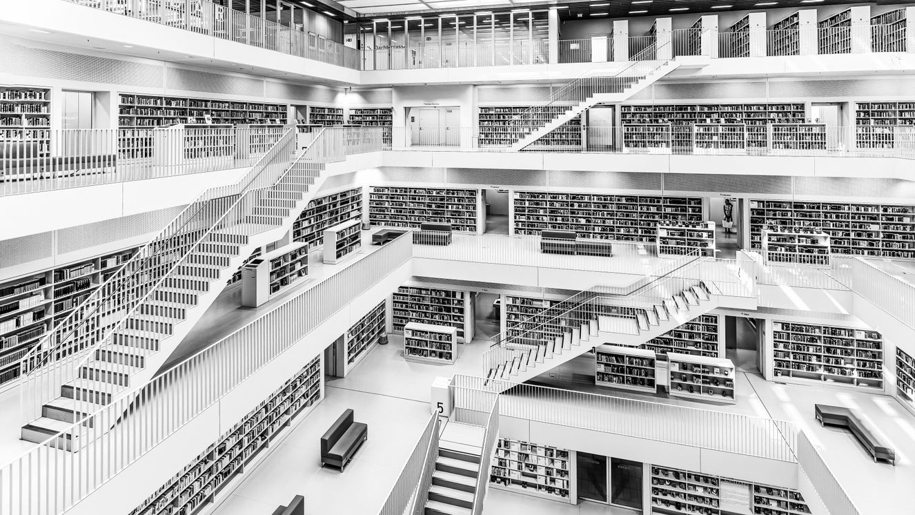 Monochrome Library Wall Mural -2597974