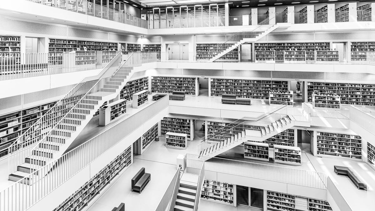 Monochrome Library Wall Mural -2597974