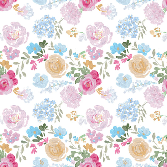 Painterly Petals soft oil painted impasto flowers Wallpaper⁠
