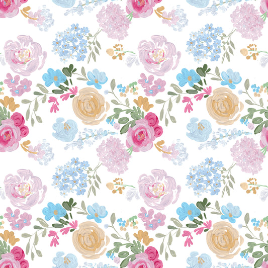 Painterly Petals soft oil painted impasto flowers Wallpaper⁠