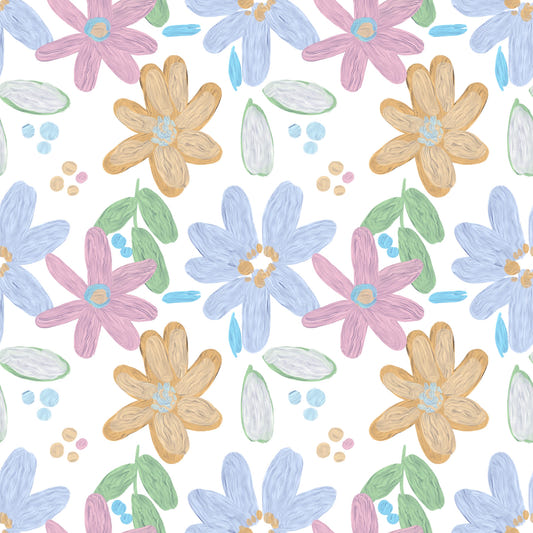 Cute impasto oil painted flowers pattern  Wallpaper⁠