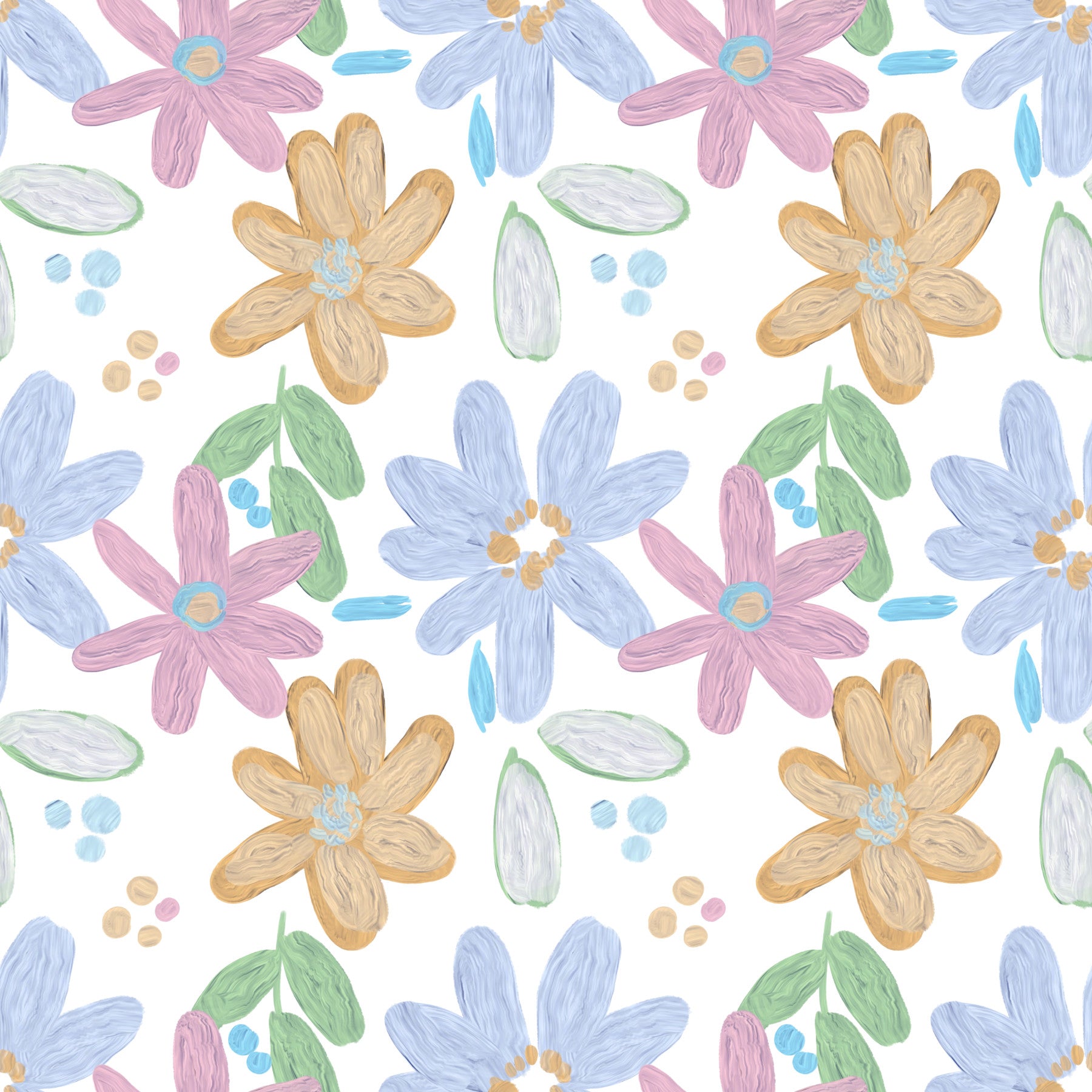Cute impasto oil painted flowers pattern  Wallpaper⁠