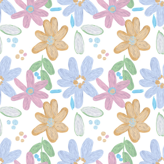 Cute impasto oil painted flowers pattern  Wallpaper⁠