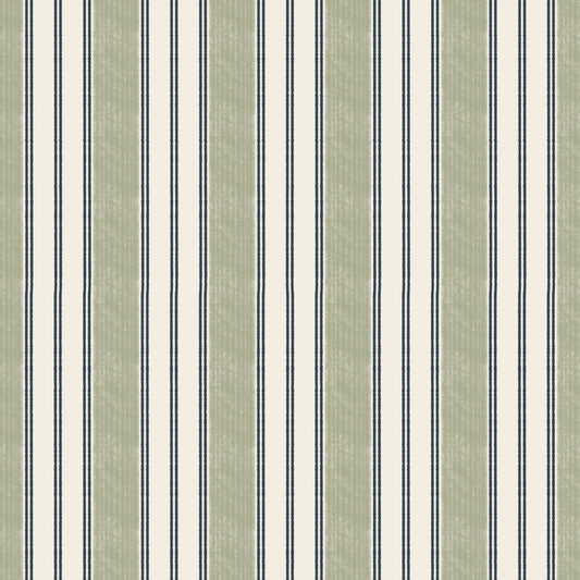 Preppy Grandmillenial ticking stripes-Green Wallpaper⁠
