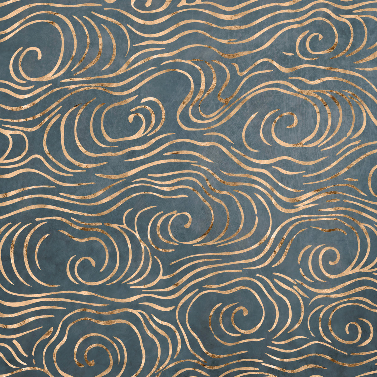 Japanese Waves - Petrol and Gold Wall Mural
