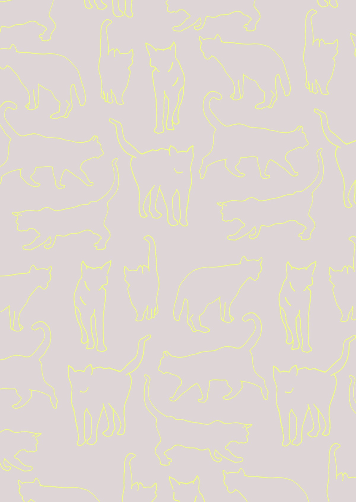 Neon Cats Wall Mural in your room — zoomed