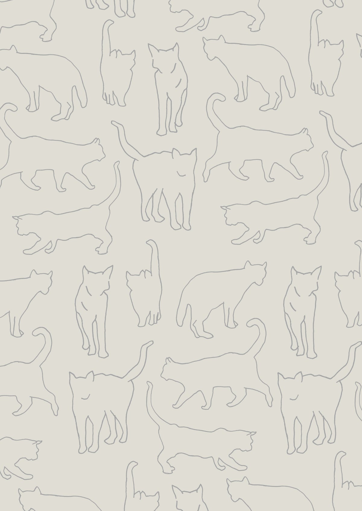 Cat Sketch Symphony Wall Mural in your room — zoomed