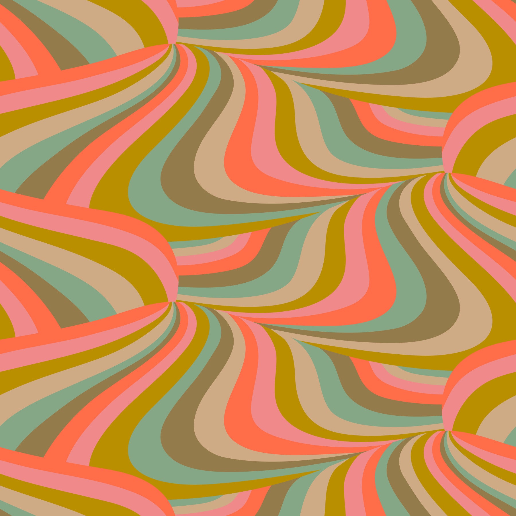 Marble Swirl Groovy Retro Abstract Stripes Colorful Pink Mint Mustard Coral Cream Brown Wallpaper⁠ in your room — zoomed
