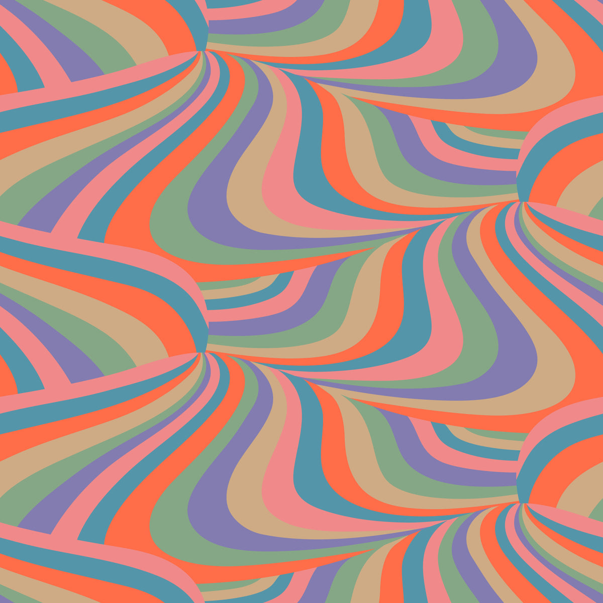 Marble Swirl Groovy Retro Abstract Stripes Colorful Pink Purple Blue Coral Mint Cream Wallpaper⁠