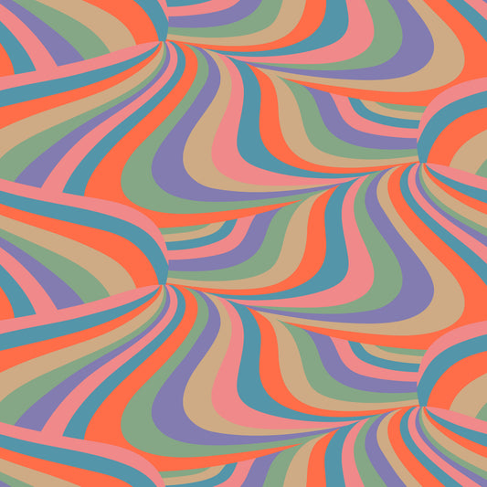 Marble Swirl Groovy Retro Abstract Stripes Colorful Pink Purple Blue Coral Mint Cream Wallpaper⁠