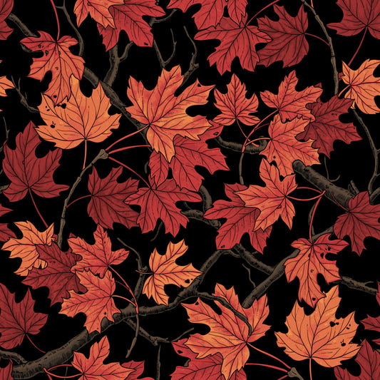Red Autumn maple leaves on black Wallpaper⁠
