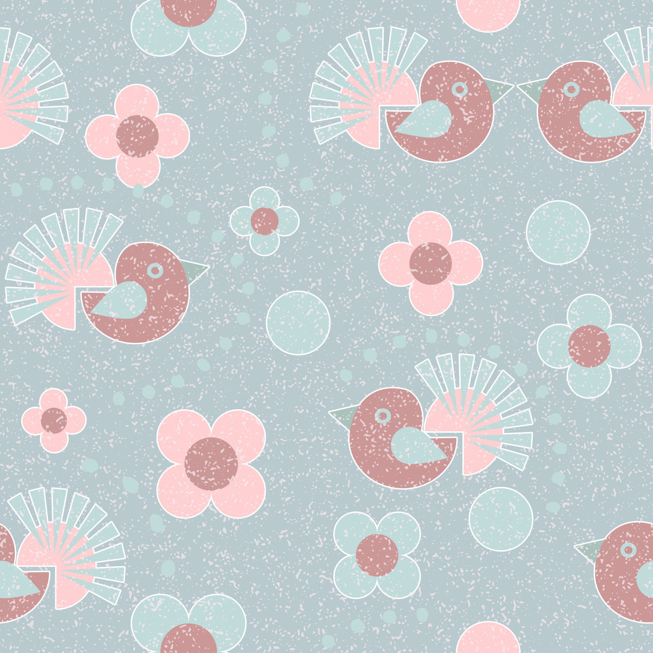 Birdie Blooms: Pastel Pop Wallpaper⁠