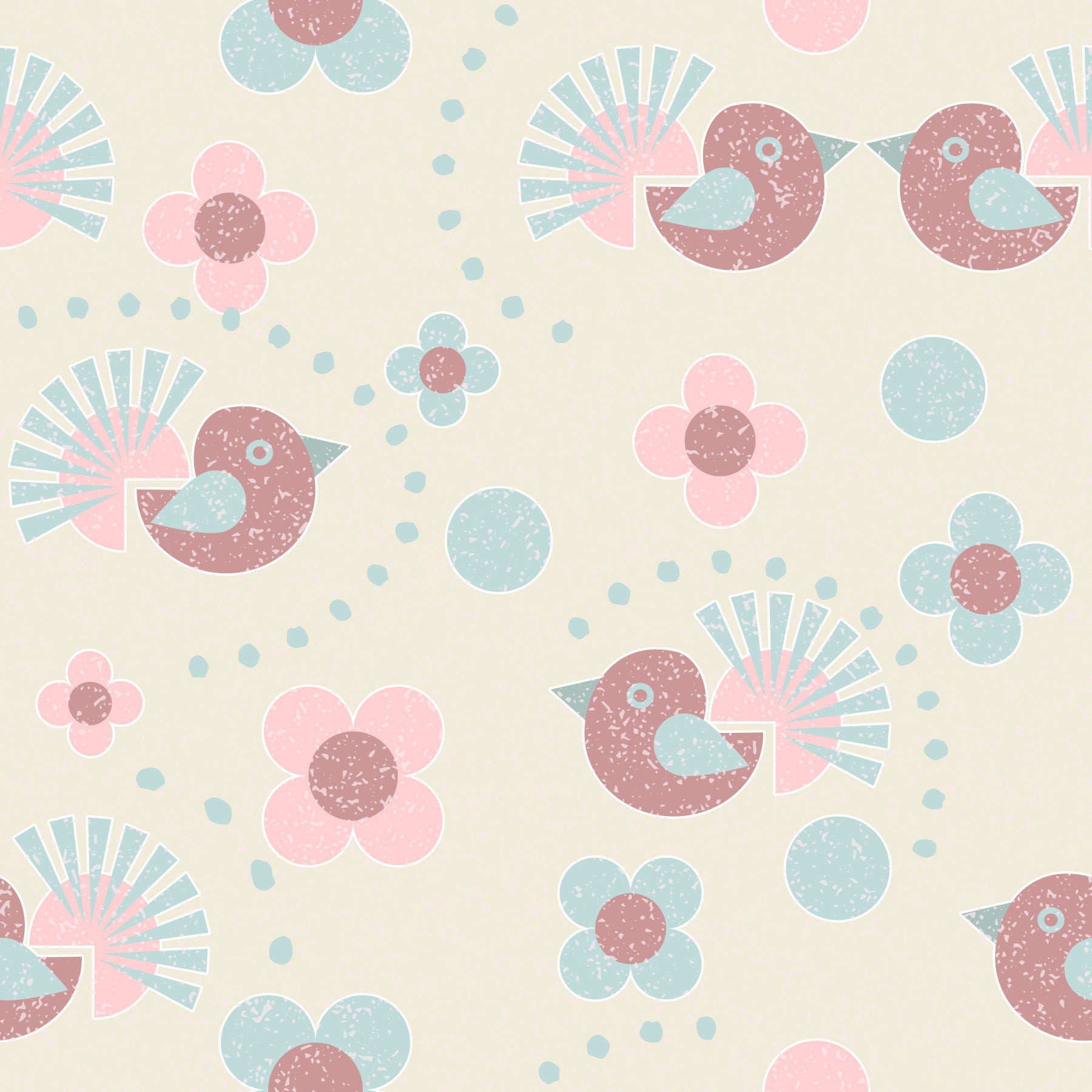 Sweet Birdies and Blooms in pasteltones Wallpaper⁠