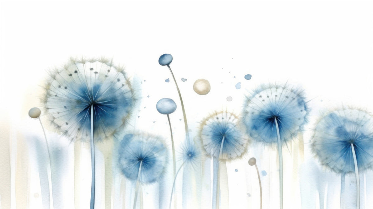 Azure Dreams: Dandelion Whispers Wall Mural