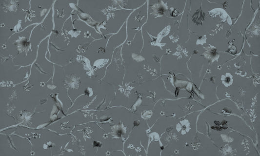 Whimsical Woodland Gray Wall Mural