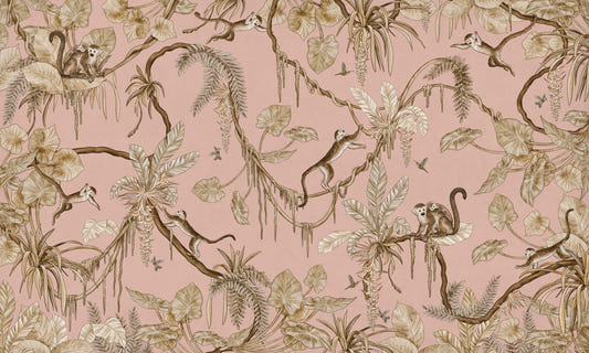 Monkey Grove Blush Wall Mural