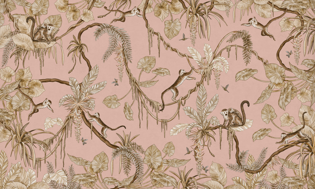 Monkey Grove Blush Wall Mural