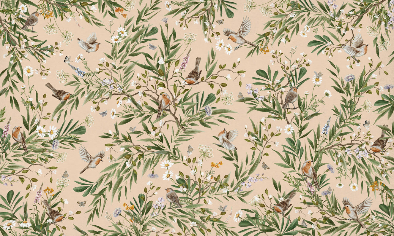 Floral Aviary Wall Mural