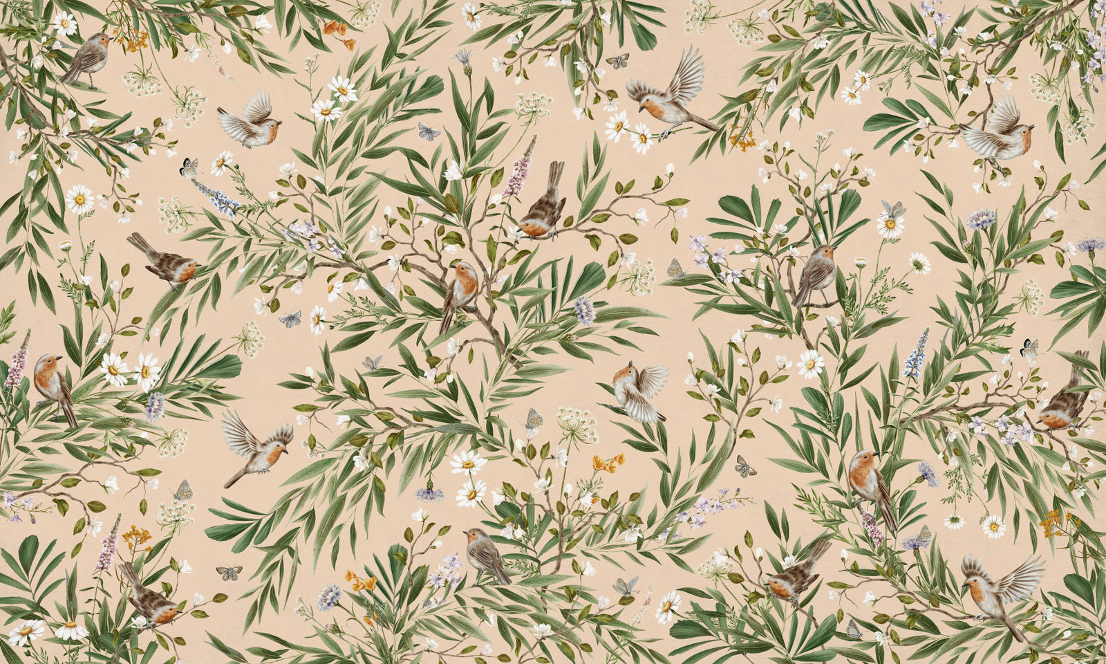 Floral Aviary Wall Mural