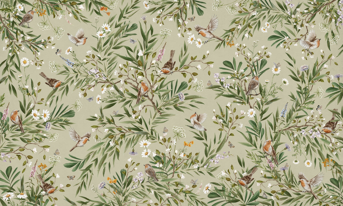 Birds & Blooms Wall Mural