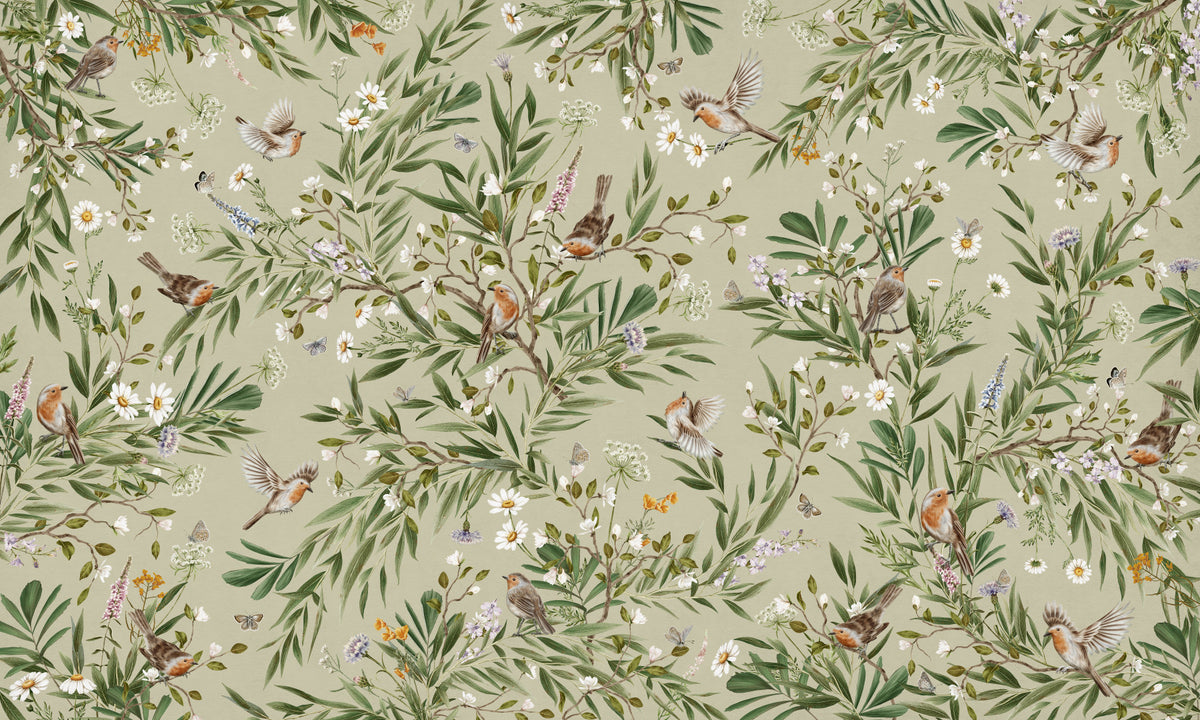 Birds & Blooms Wall Mural