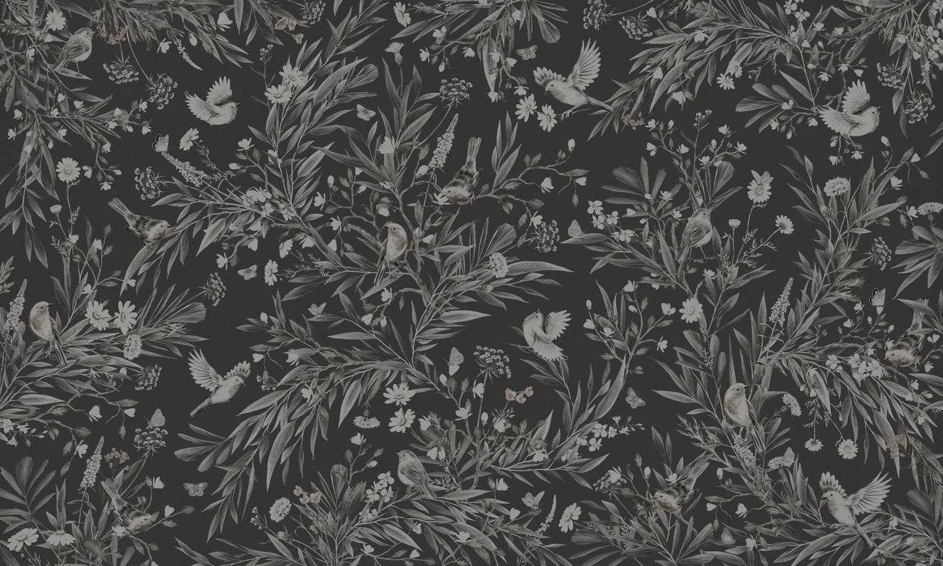 Nocturnal Song: Floral & Birds Wall Mural
