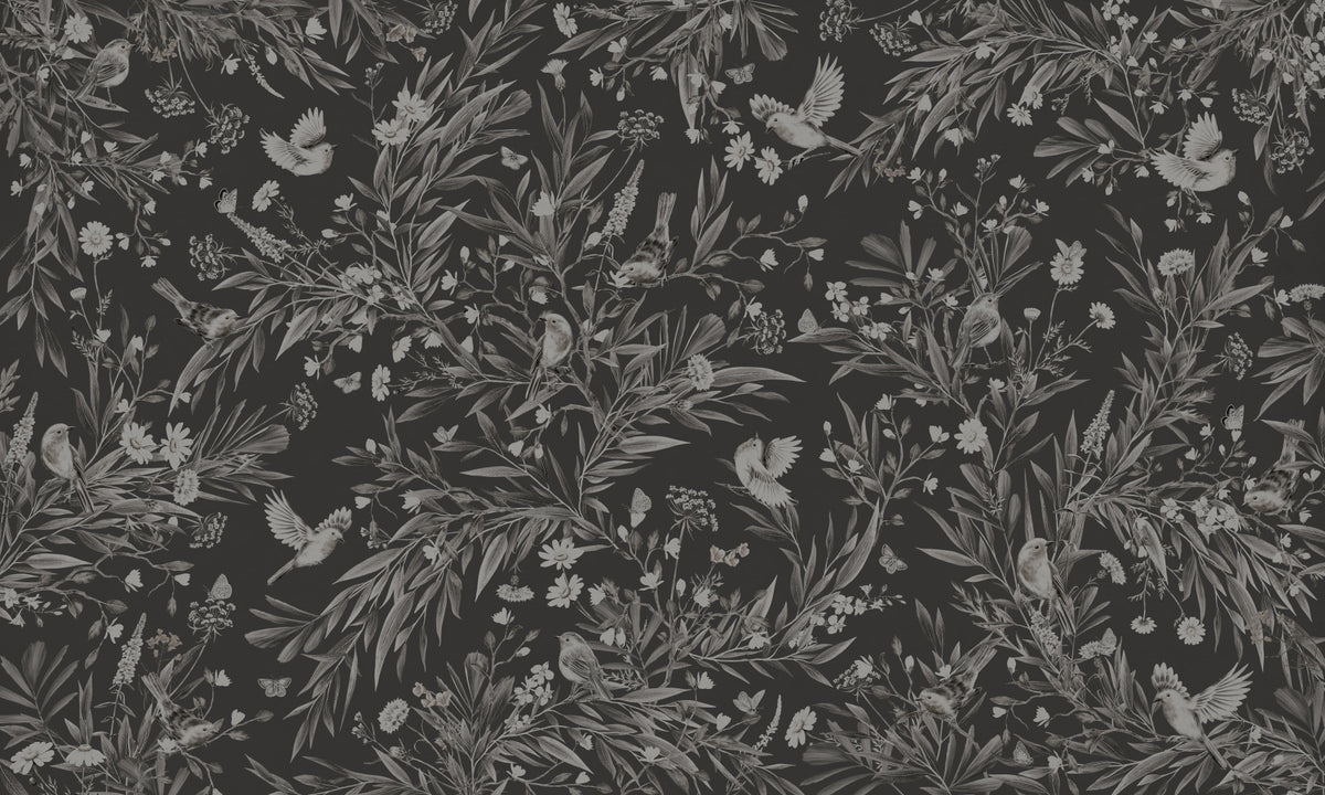 Nocturnal Song: Floral & Birds Wall Mural