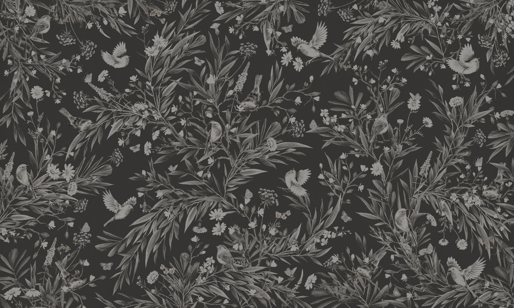 Nocturnal Song: Floral & Birds Wall Mural