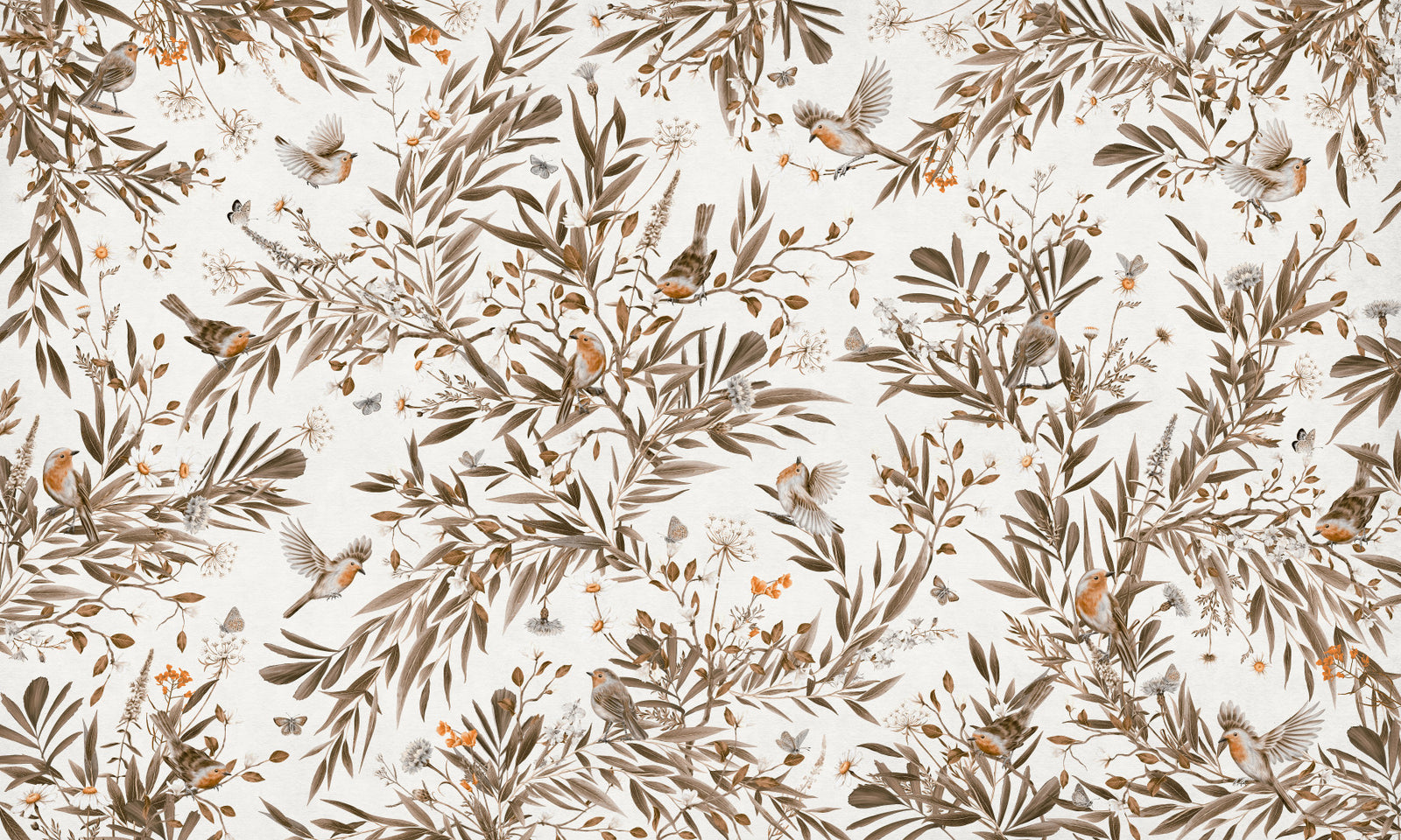 Birds & Blooms Sepia Serenity Wall Mural