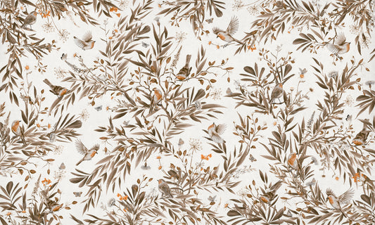 Birds & Blooms Sepia Serenity Wall Mural