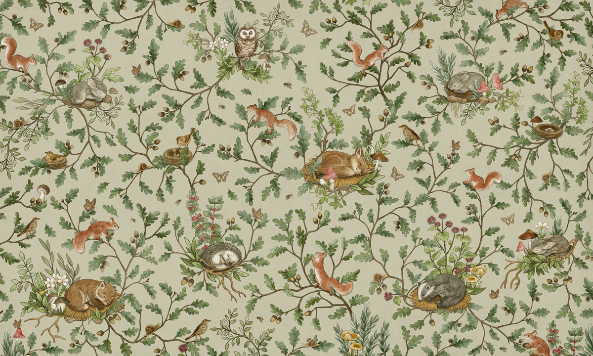 Woodland Naptime Tales Wall Mural in your room — zoomed