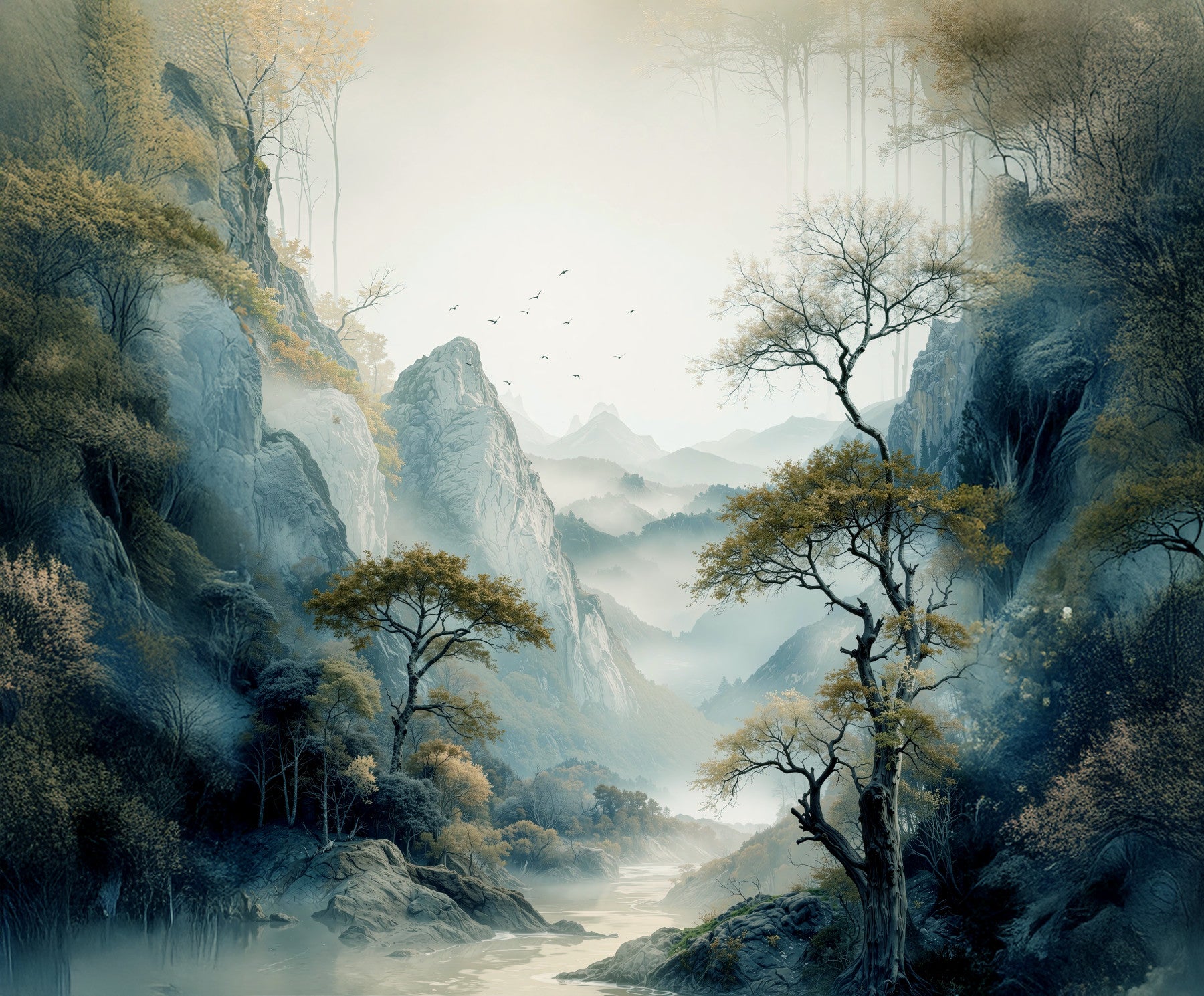 Quiet River Valley Wall Mural