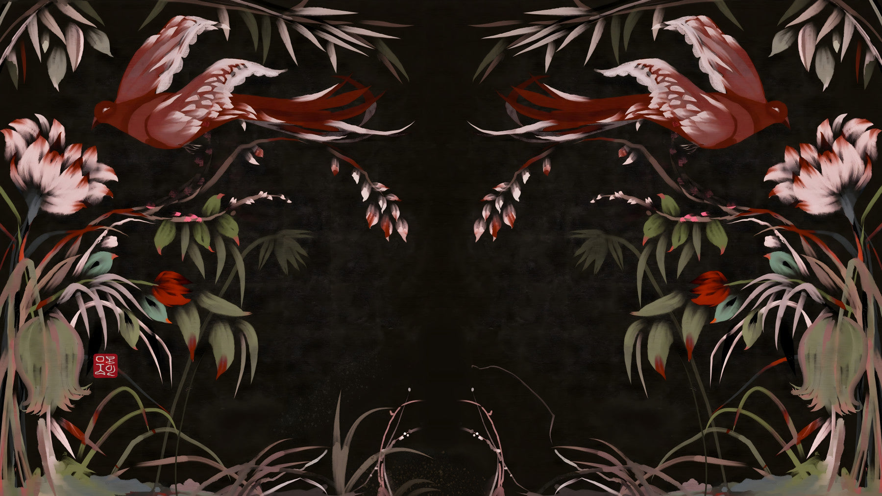 Floral Flight Joseon Inspired Wall Mural