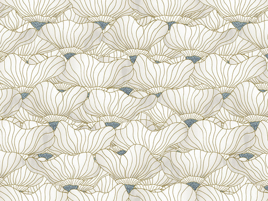 Dusty White Botanical Bloom Waves  Wall Mural