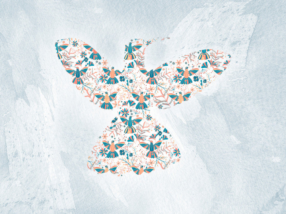 Floral Hummingbird  Wall Mural