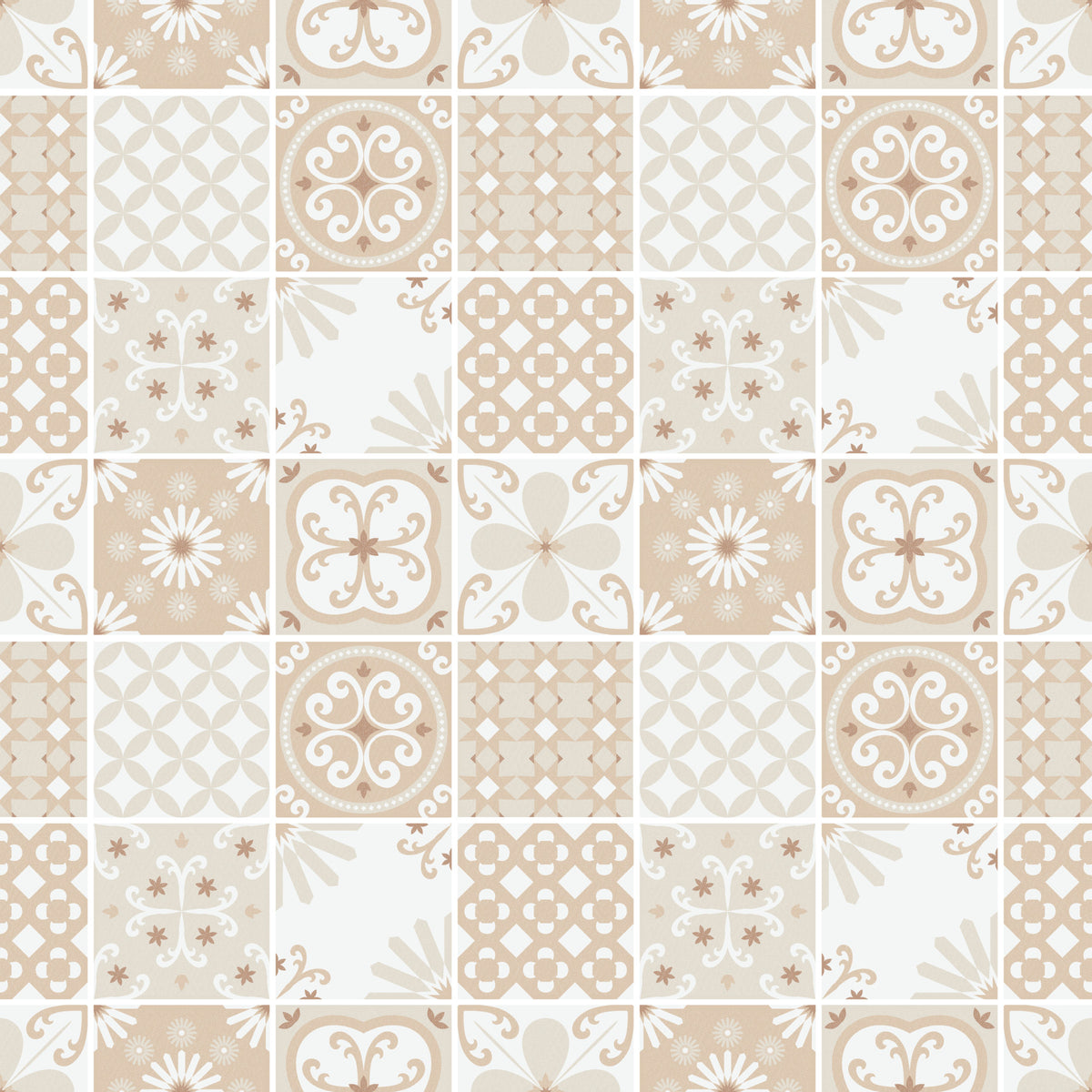 Vintage Folk Tiles – Sand Beige in your room — zoomed