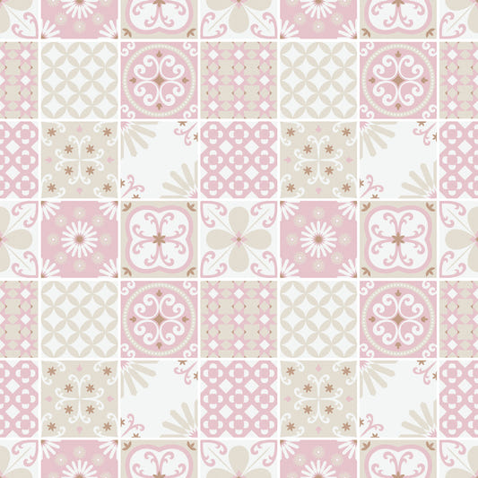 Vintage Folk Tiles – Blush Pink
