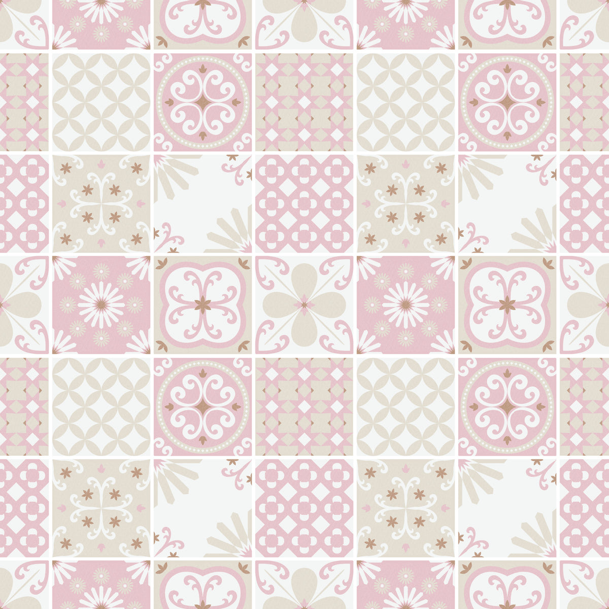 Vintage Folk Tiles – Blush Pink