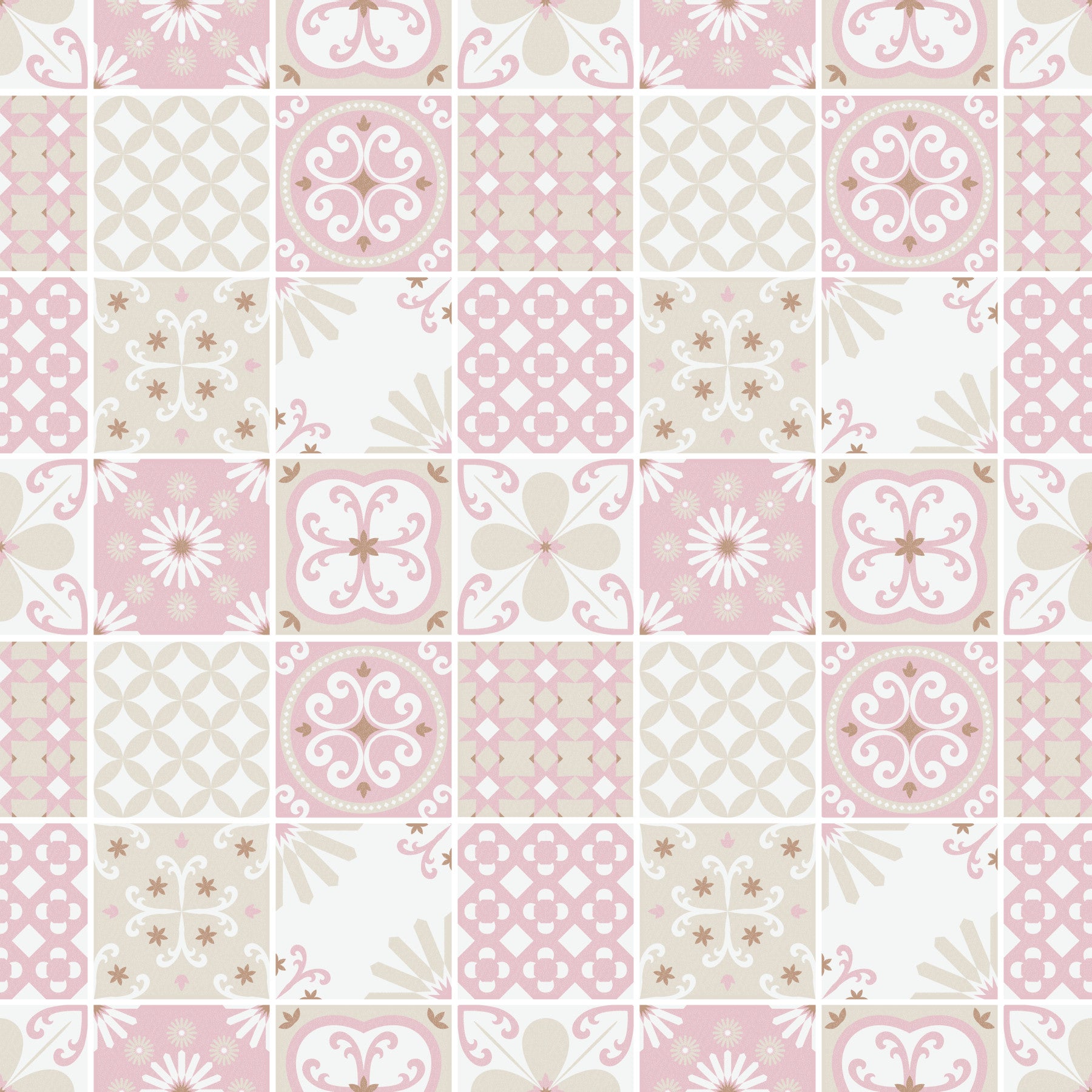 Vintage Folk Tiles – Blush Pink