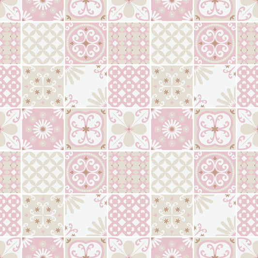 Vintage Folk Tiles – Blush Pink