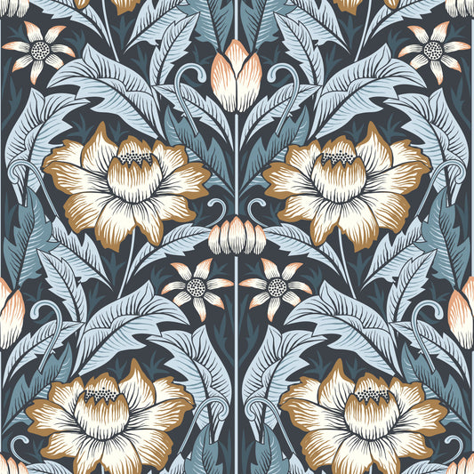 Timeless Garden – Midnight Blue Wallpaper⁠
