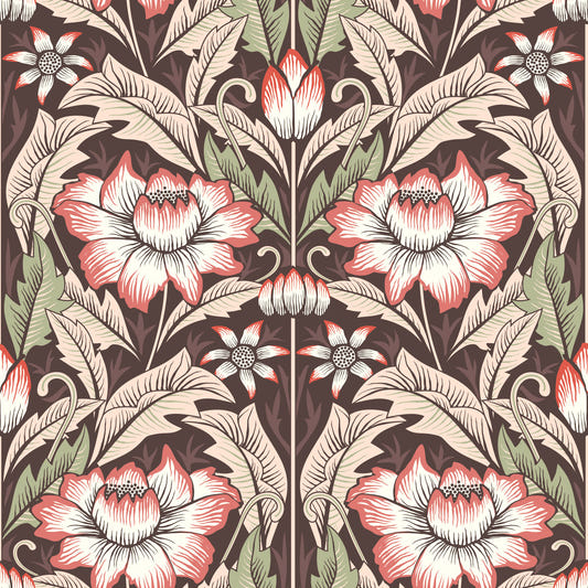 Timeless Garden – Rustic Red Wallpaper⁠