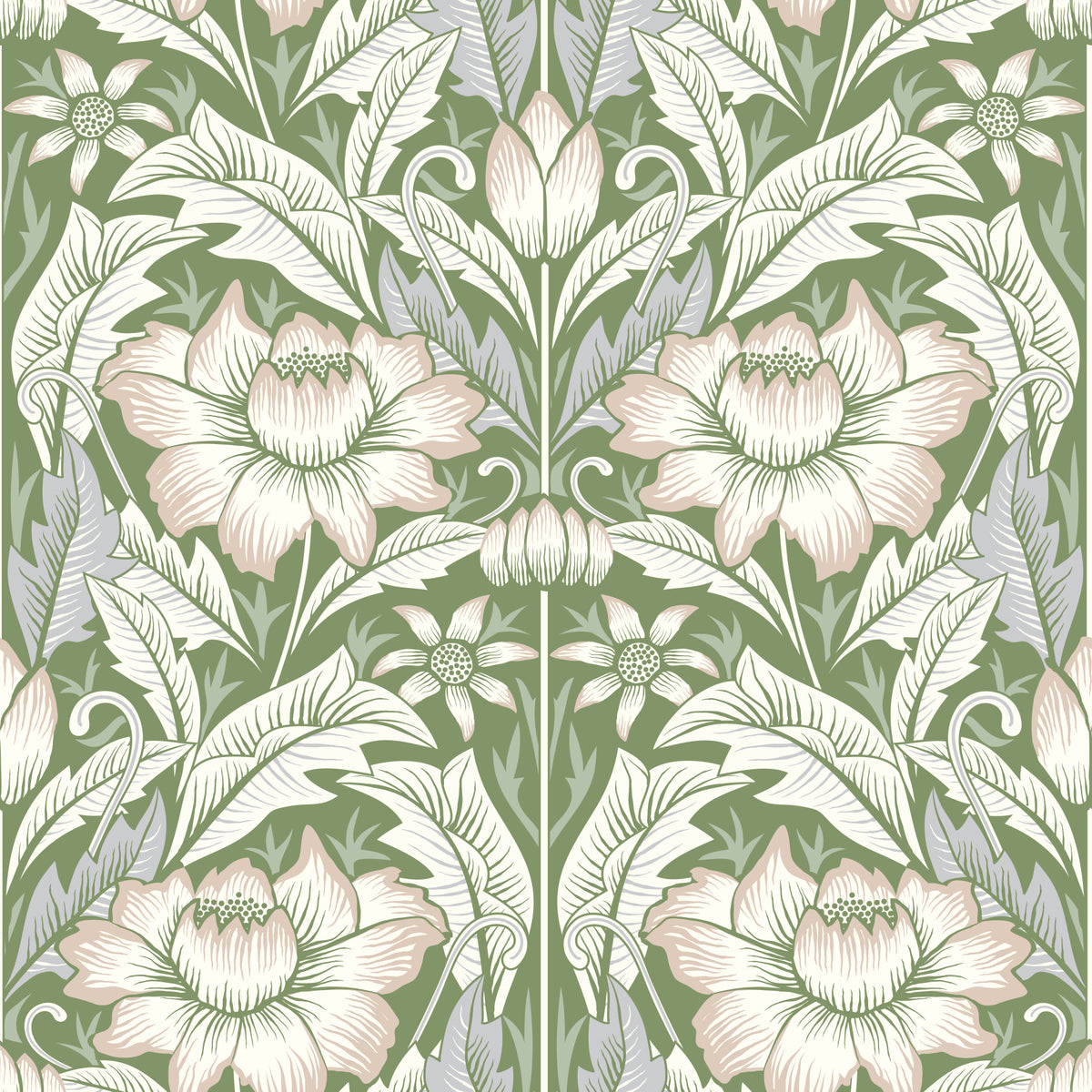 Timeless Garden – Sage Green Wallpaper⁠