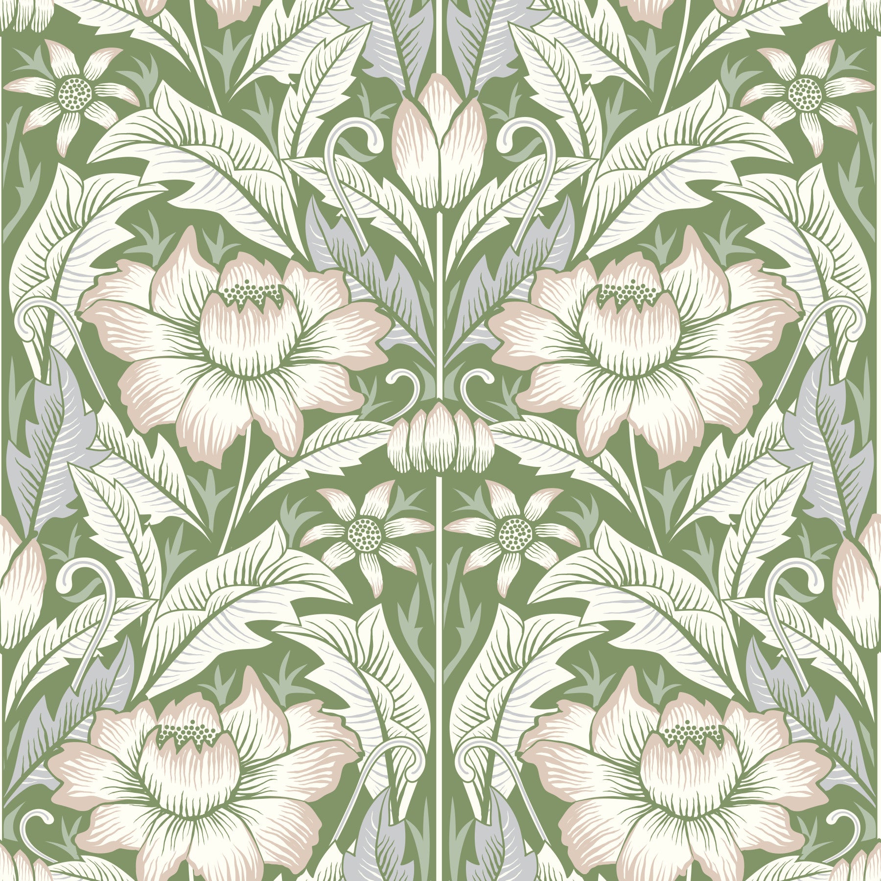 Timeless Garden – Sage Green Wallpaper⁠
