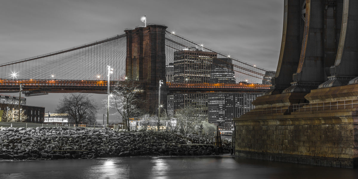 Brooklyn Bridge Nights Wall Mural in your room — zoomed