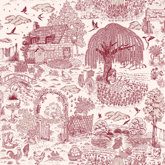 Country Charm Toile Wallpaper⁠ Wallpaper⁠
