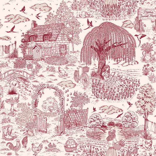 Country Charm Toile Wallpaper⁠ Wallpaper⁠