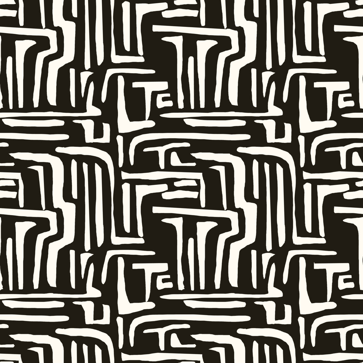 Modern Tribal Maze Wallpaper⁠ in your room — zoomed